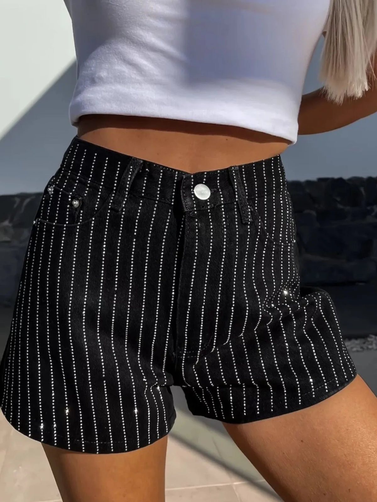 High Waist Wash Denim Shorts