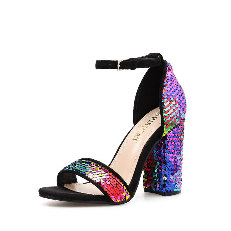 Colored sequins with sandals