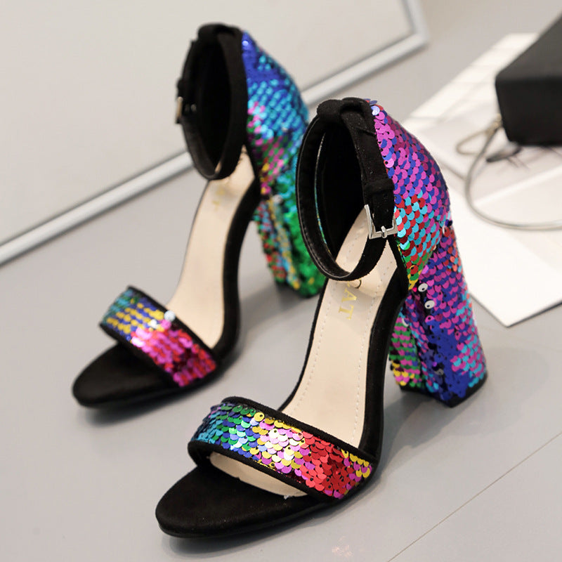 Colored sequins with sandals