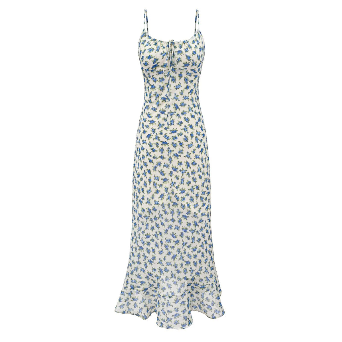Summer Women Clothing French Romantic Atmosphere Seaside Vacation Printed Maxi Dress Slim Strap Dress