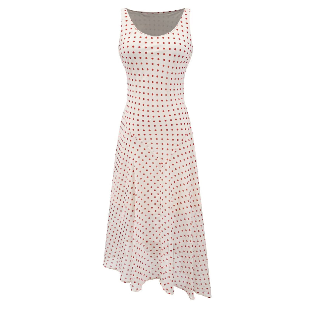 Retro Dots Gentle Lazy Slip Dress Women Summer All Matching Graceful Vacation Maxi Dress