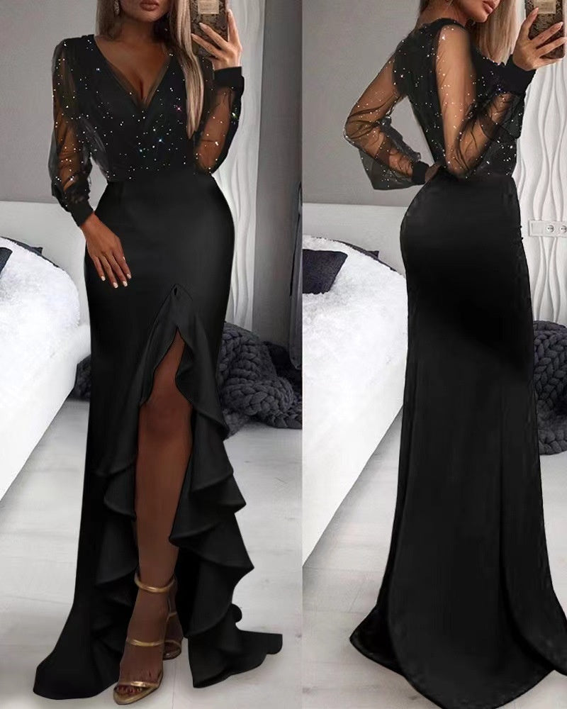 Artistic Mesh Sequins Temperament Dress