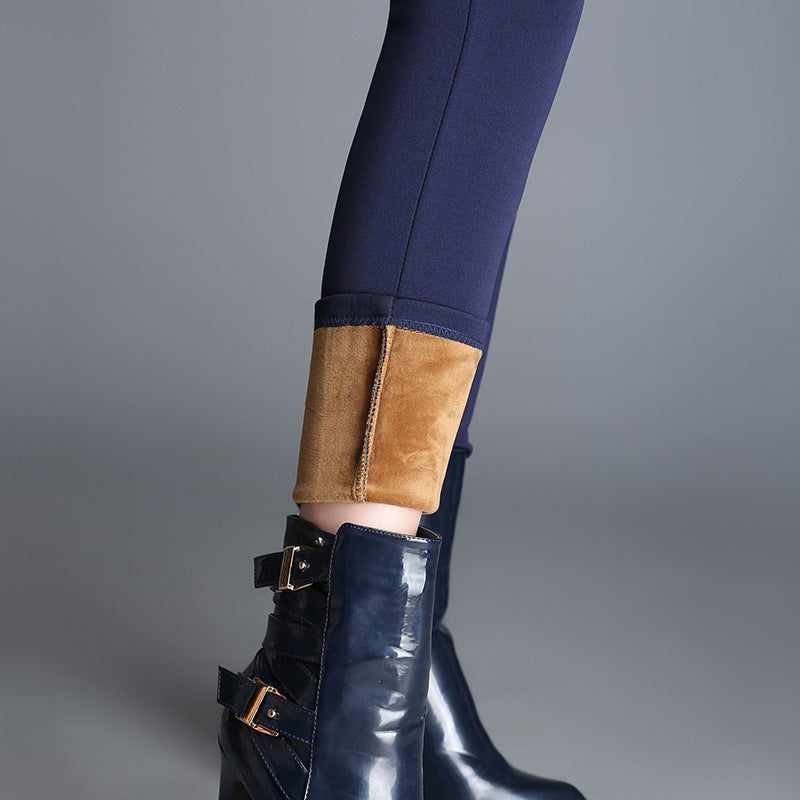 High Waist Velvet Padded Leggings for Women