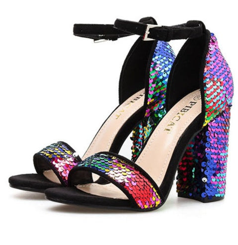 Colored sequins with sandals