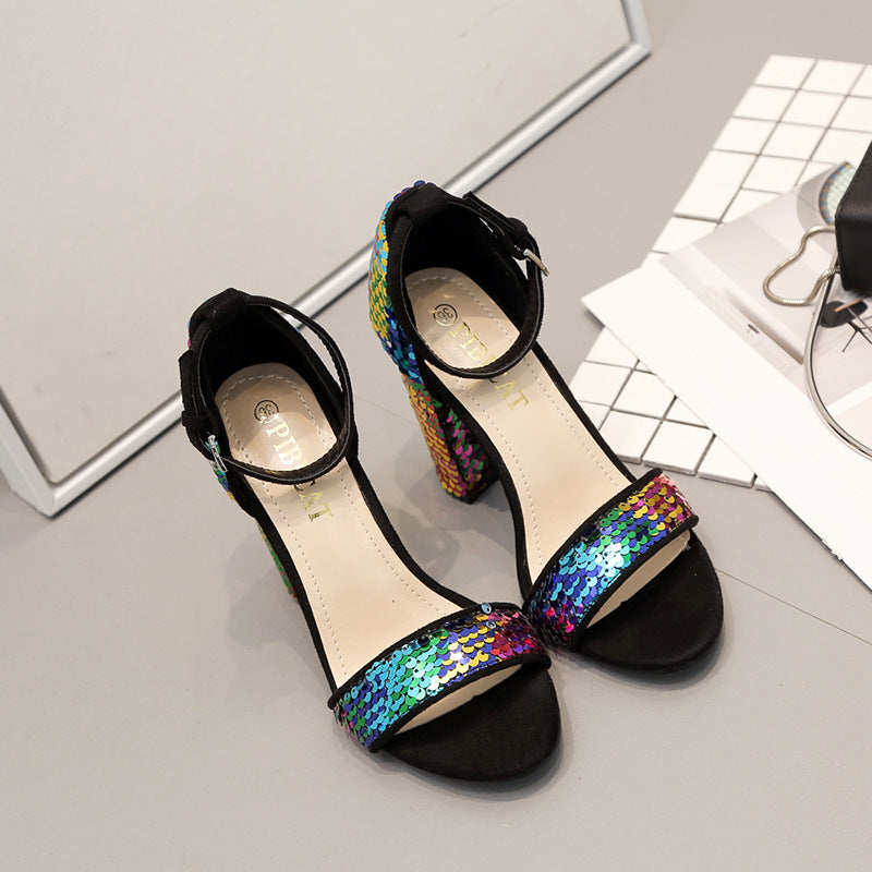 Colored sequins with sandals