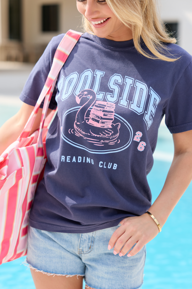 Poolside Reading Club Navy Comfort Colors Graphic Tee