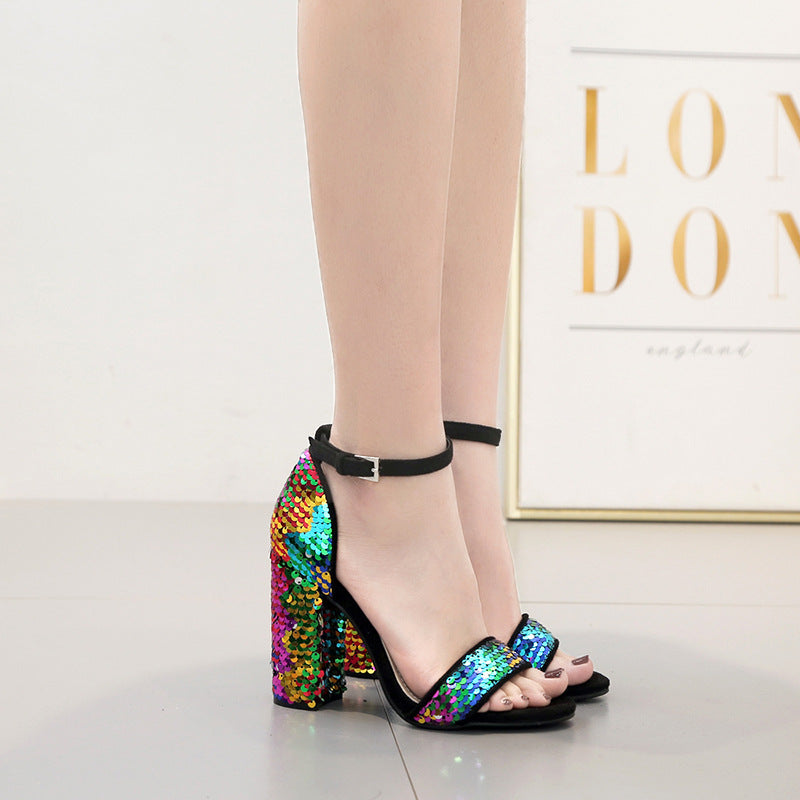Colored sequins with sandals