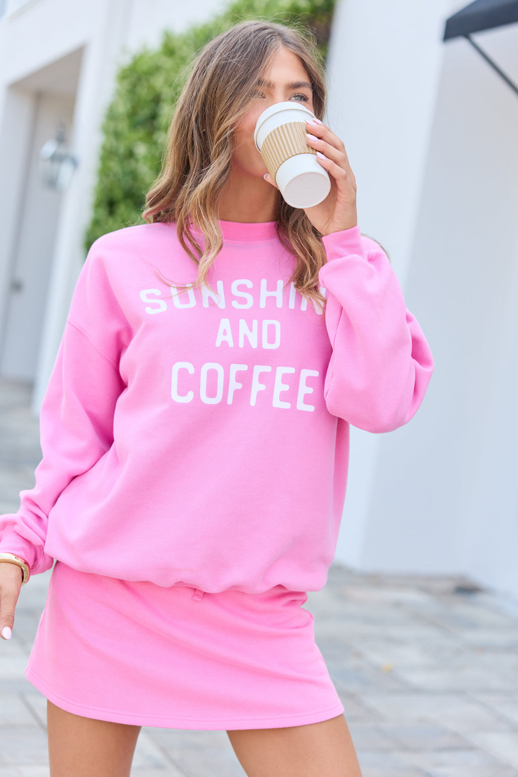 Everyday Ease Bright Pink Fleece Skort