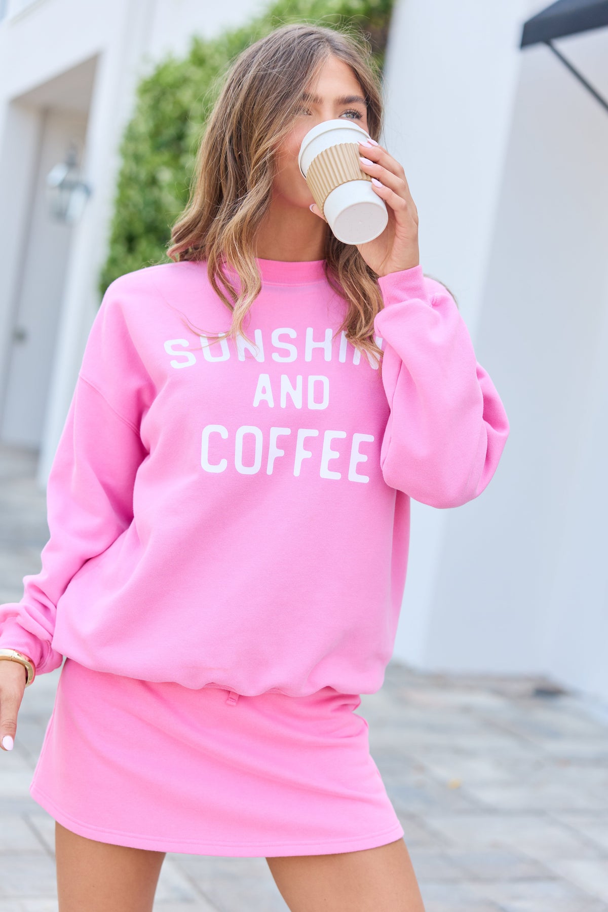 Everyday Ease Bright Pink Fleece Skort