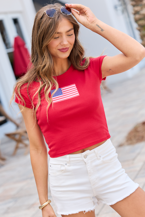 American Flag Red Baby Graphic Tee