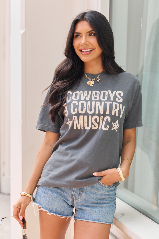 Cowboys and Country Music Dark Grey Comfort Colors Graphic Tee
