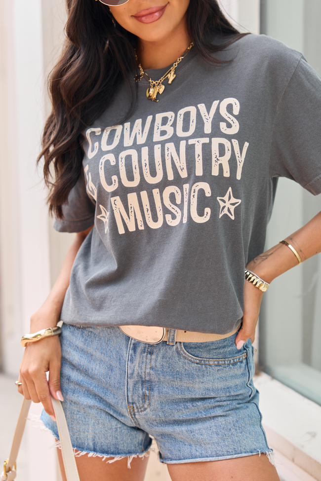 Cowboys and Country Music Dark Grey Comfort Colors Graphic Tee