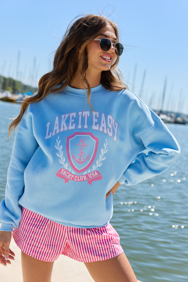 Lake It Easy Light Blue Graphic Sweatshirt