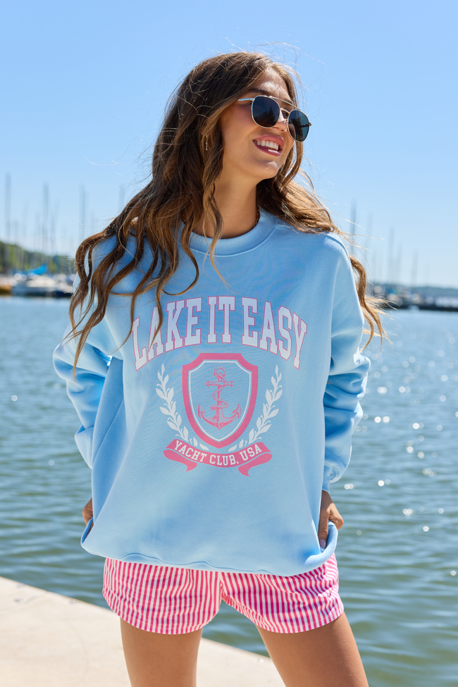 Lake It Easy Light Blue Graphic Sweatshirt