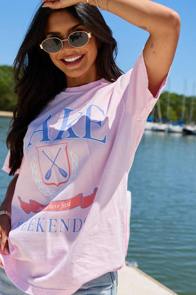 Lake Weekends Light Pink Comfort Colors Graphic Tee
