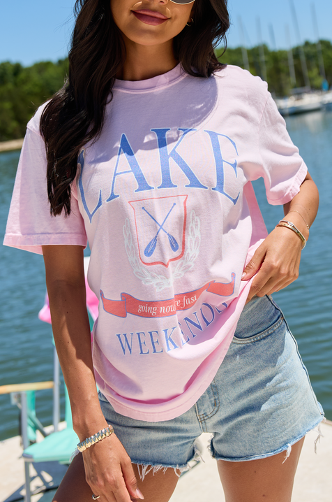 Lake Weekends Light Pink Comfort Colors Graphic Tee