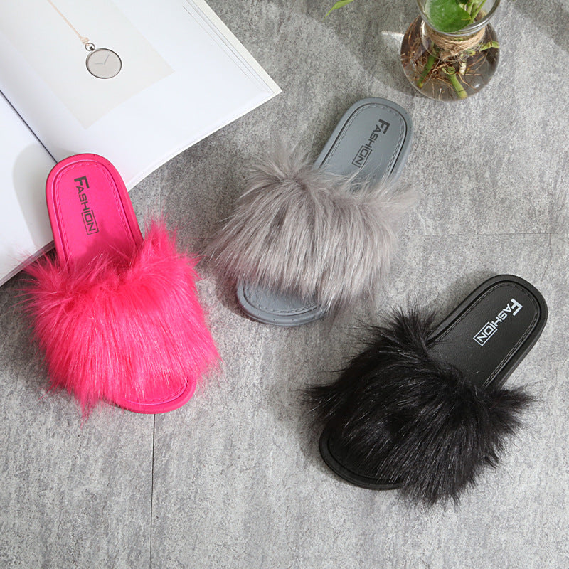 New Style Slippers female hair slippers fashion outside wear Maomao shoes ladies hair cool slippers wholesale