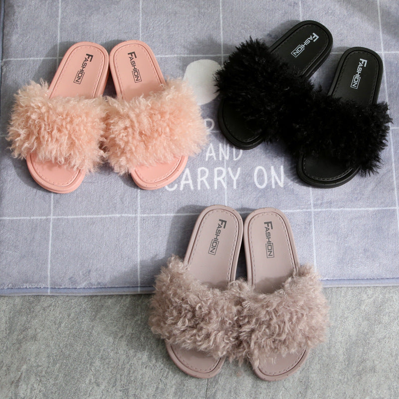 New Style Slippers female hair slippers fashion outside wear Maomao shoes ladies hair cool slippers wholesale