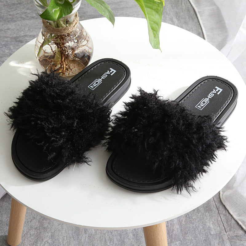 New Style Slippers female hair slippers fashion outside wear Maomao shoes ladies hair cool slippers wholesale
