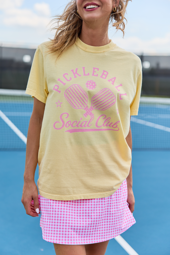 Pickleball Social Club Yellow Comfort Colors Graphic Tee