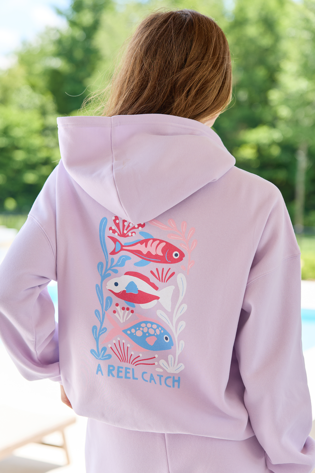 A Reel Catch Purple Graphic Hoodie