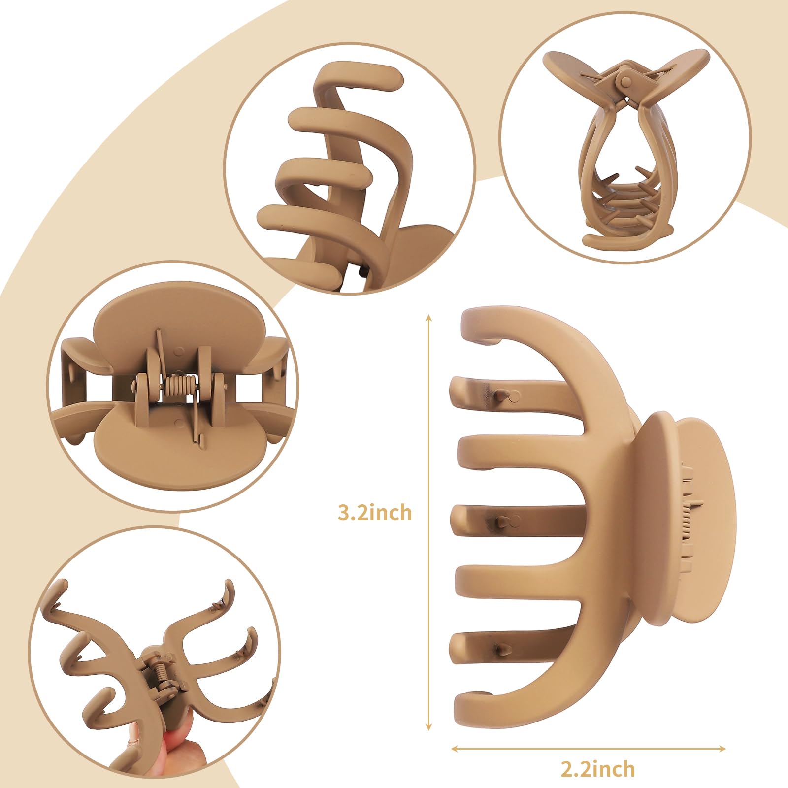 SMKSL Hair Clips 3.5 Inch Medium Brown Matte Banana Jaw Claw Clips