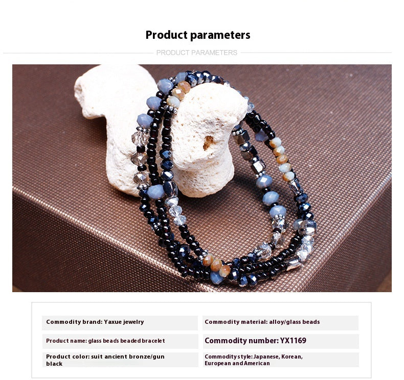 Micro Glass Bead Beaded Bracelet Suit Environmental Protection Material Multi-sided Cutting