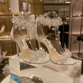 Women's Style Rhinestone Flower White High Heels