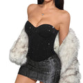 Sexy Sequin Tech-style Bustier With Boning And Button-up Front top