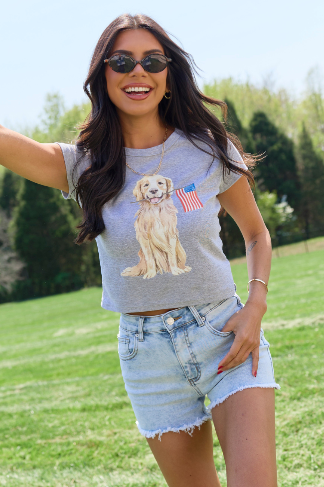 Patriotic Pup Heather Grey Baby Graphic Tee