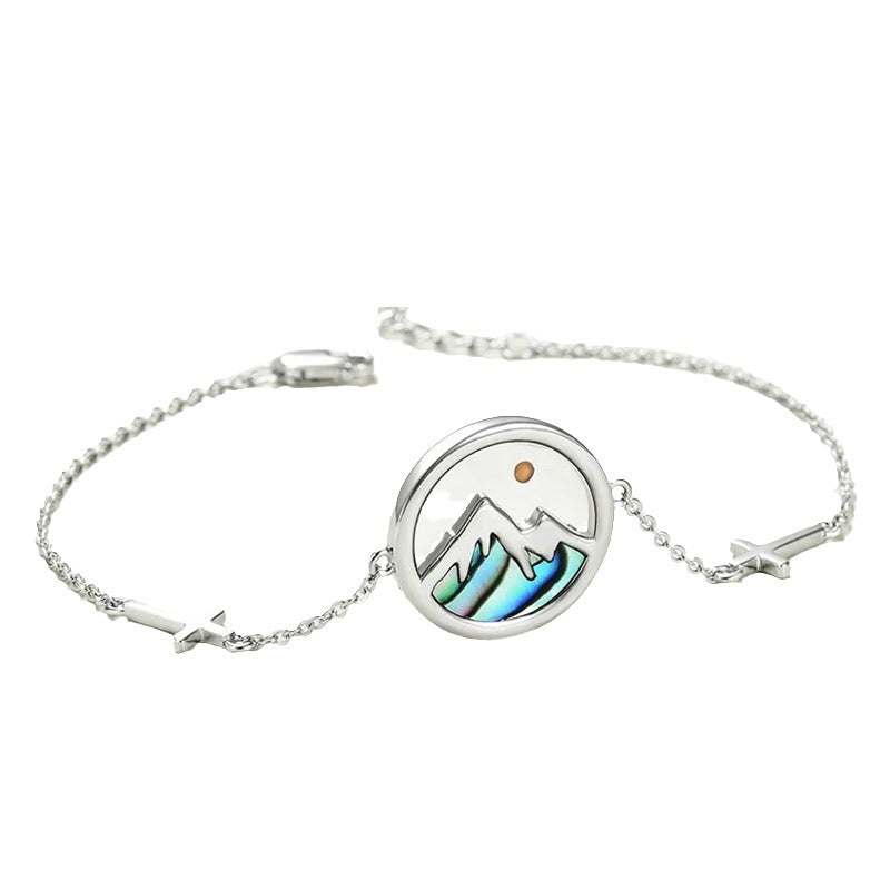 Stainless Steel Bracelet With Simple Shell And Mustard Seed Necklace For Women