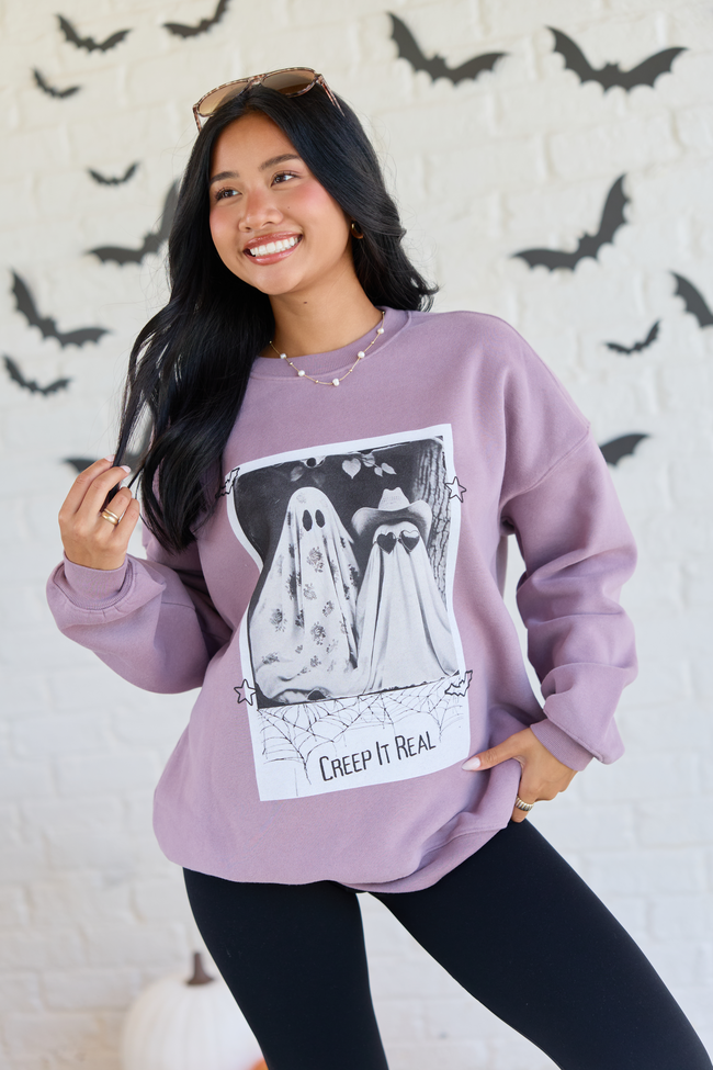 Creep It Real Dark Purple Graphic Sweatshirt