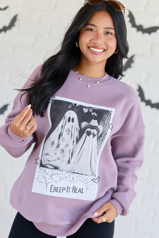 Creep It Real Dark Purple Graphic Sweatshirt