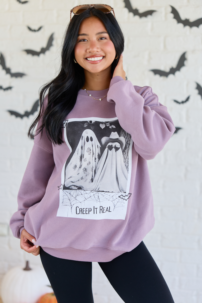 Creep It Real Dark Purple Graphic Sweatshirt