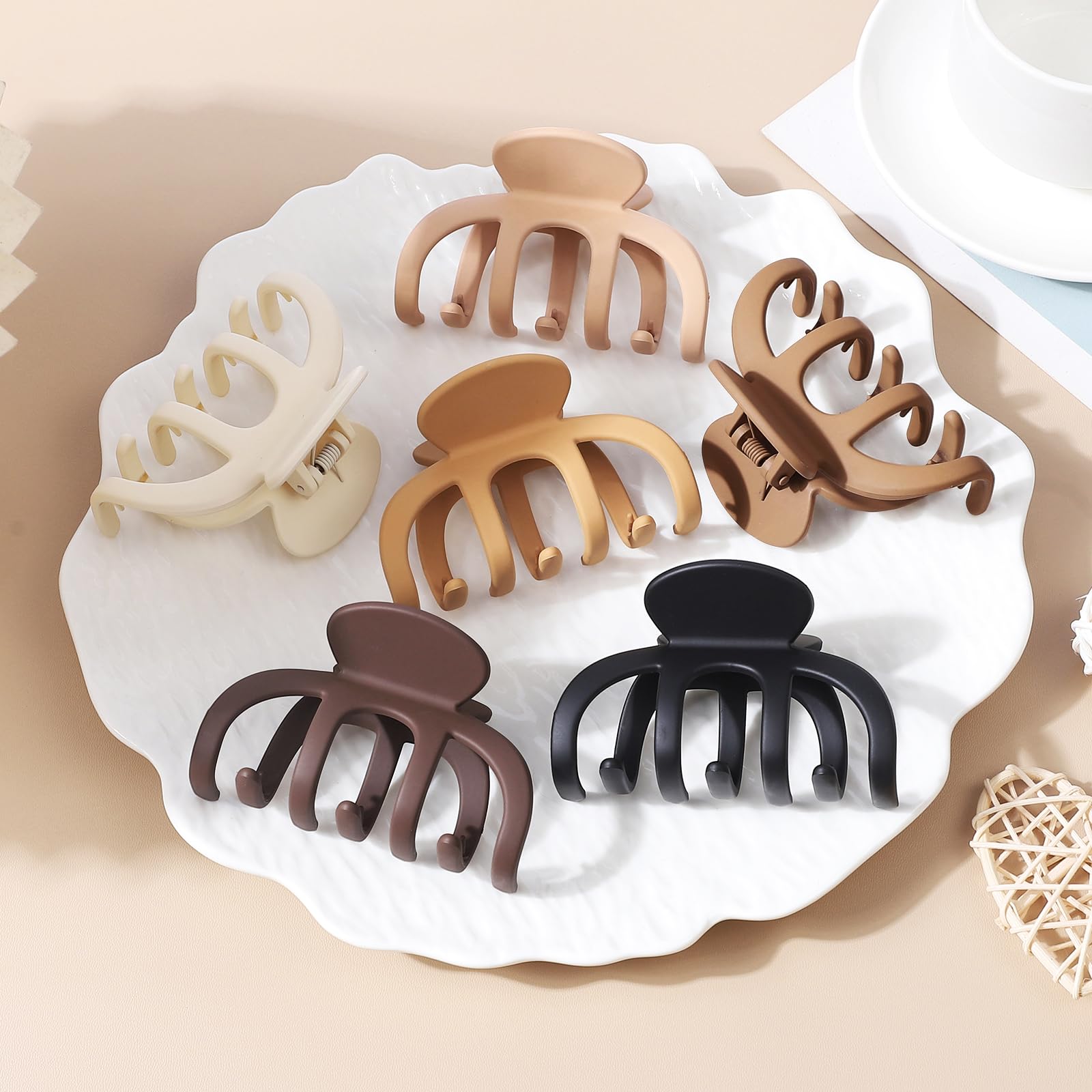 SMKSL Hair Clips 3.5 Inch Medium Brown Matte Banana Jaw Claw Clips