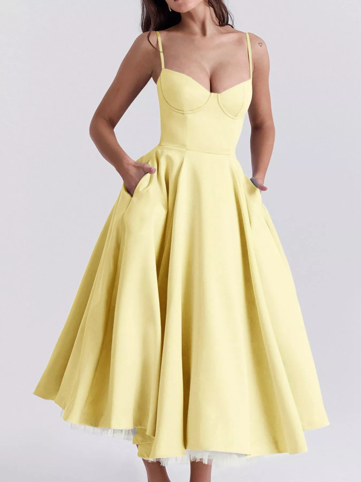 Sweetheart Neck A-Line Midi Dress