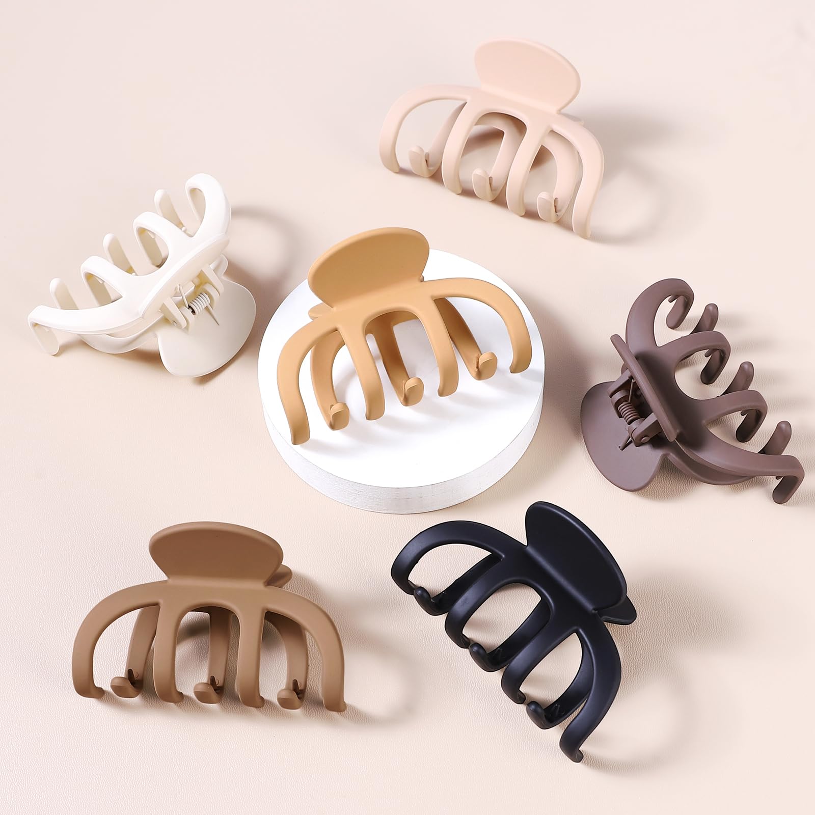 SMKSL Hair Clips 3.5 Inch Medium Brown Matte Banana Jaw Claw Clips