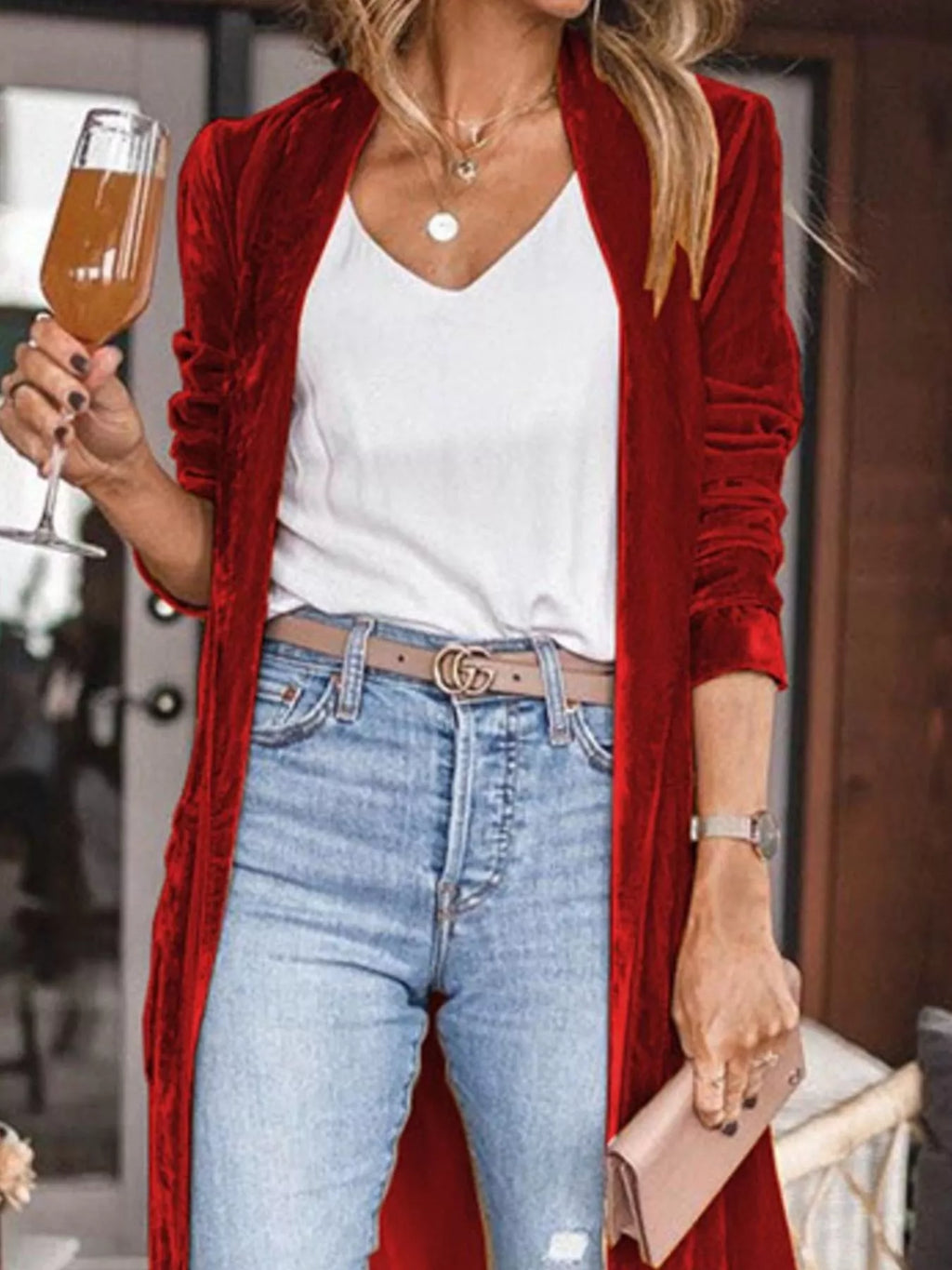 Open Front Long Sleeve Longline Cardigan