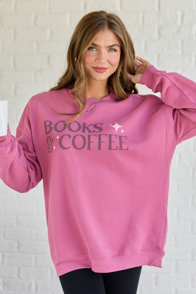 Books And Coffee Rose Graphic Sweatshirt