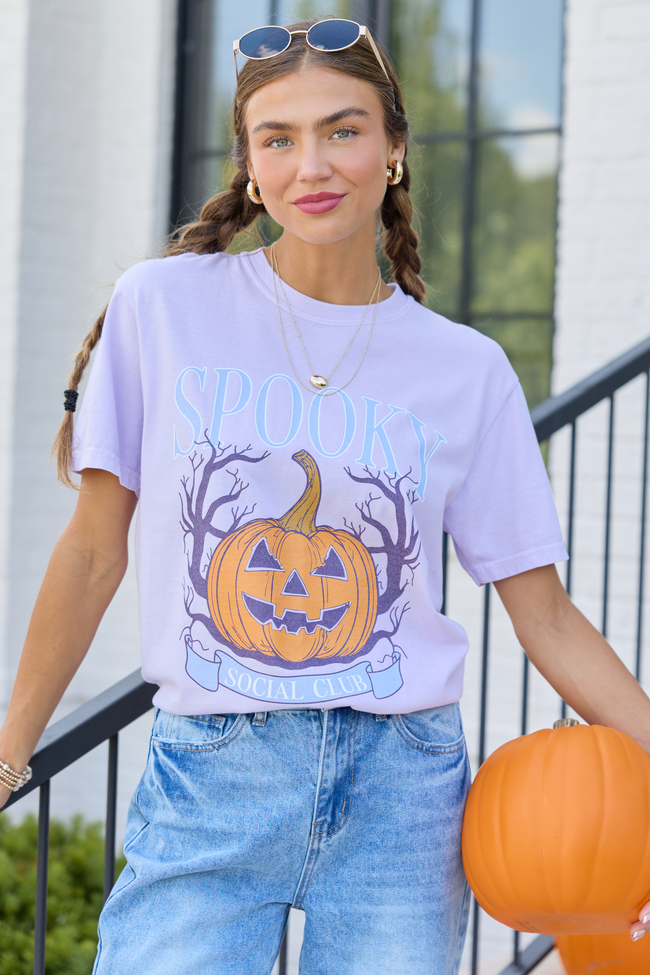 Spooky Social Club Light Purple Comfort Colors Graphic Tee