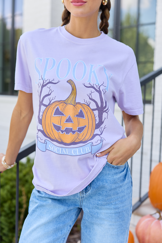 Spooky Social Club Light Purple Comfort Colors Graphic Tee