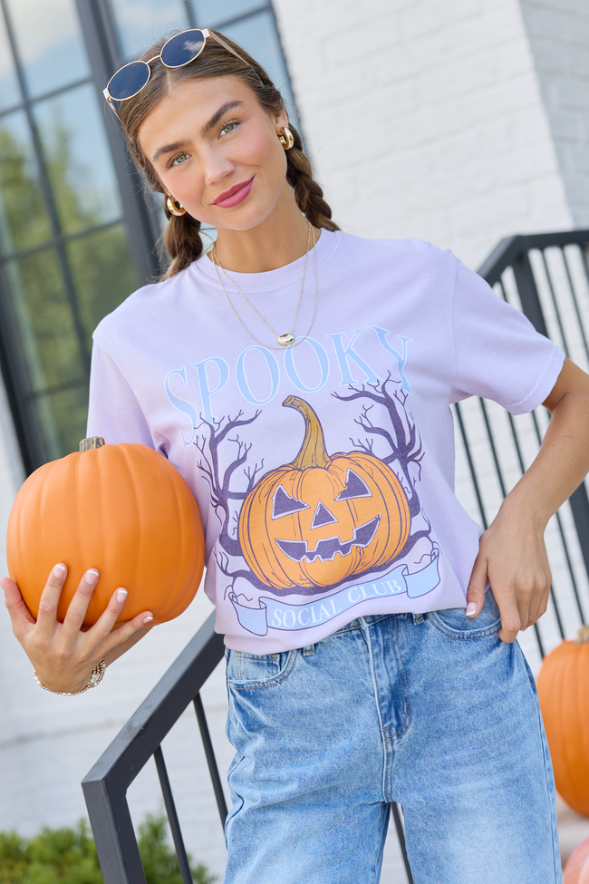 Spooky Social Club Light Purple Comfort Colors Graphic Tee