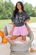 Dancing Skeletons Charcoal Oversized Graphic Tee