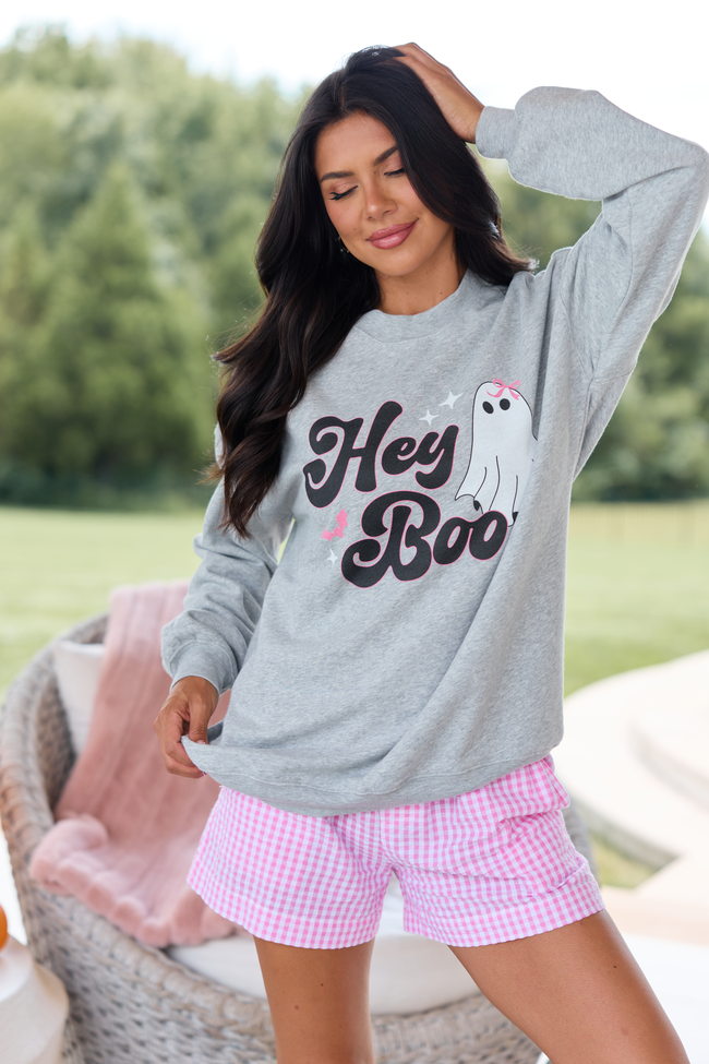 Hey Boo Light Grey Graphic Sweatshirt