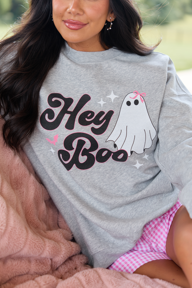 Hey Boo Light Grey Graphic Sweatshirt