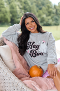Hey Boo Light Grey Graphic Sweatshirt