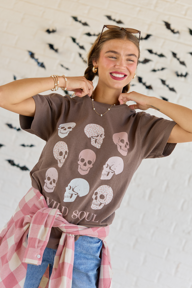 Wild Soul Skull Icons Brown Graphic Tee