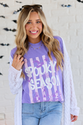 Spooky Season Stripes Violet Comfort Colors Graphic Tee