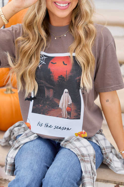 'Tis The Season Halloween Photo Print Brown Graphic Tee