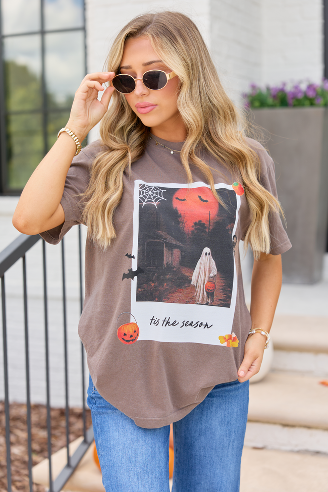'Tis The Season Halloween Photo Print Brown Graphic Tee